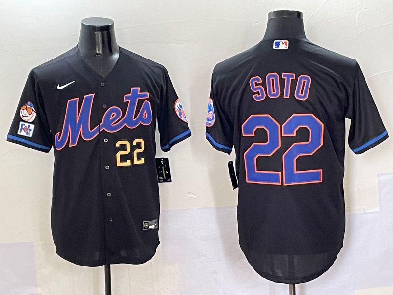 Men New York Mets #22 Soto Black Game 2025 Nike MLB Jersey style 5046